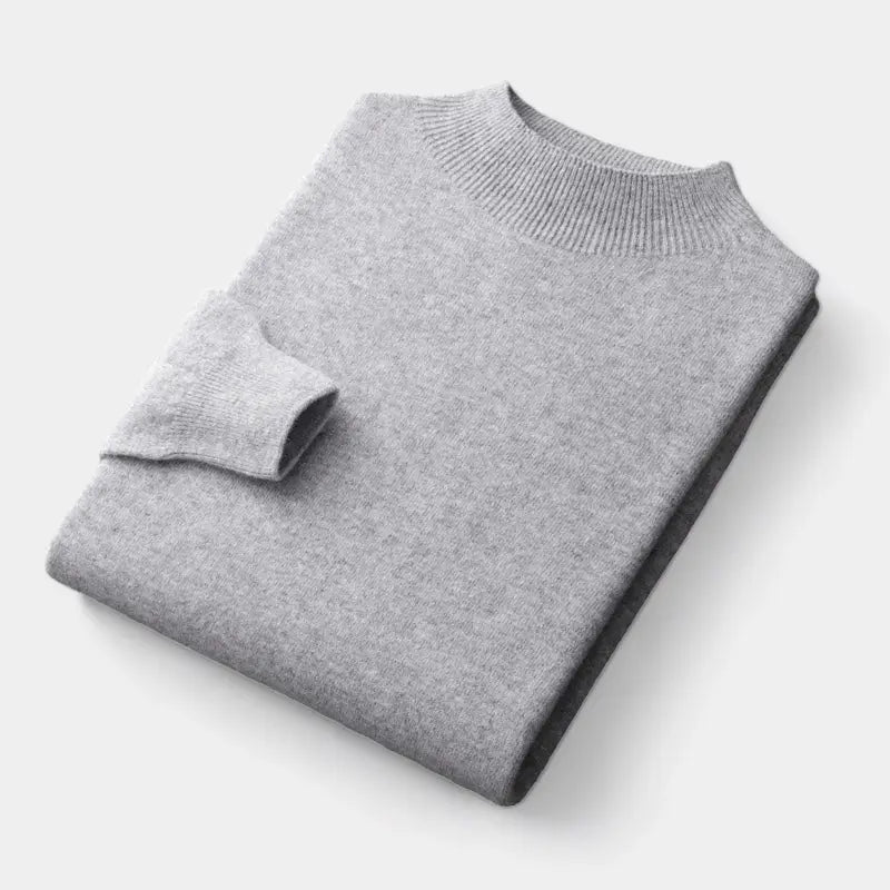 Men’s Wool Mock Neck Sweater – Warm Refined Knit for Autumn and Winter Layering
