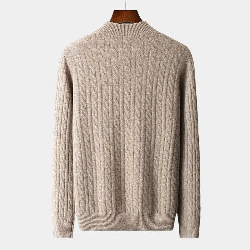 Men’s Merino Cable Knit Quarter-Zip Sweater – Refined Cold-Weather Layer for Smart Dressing