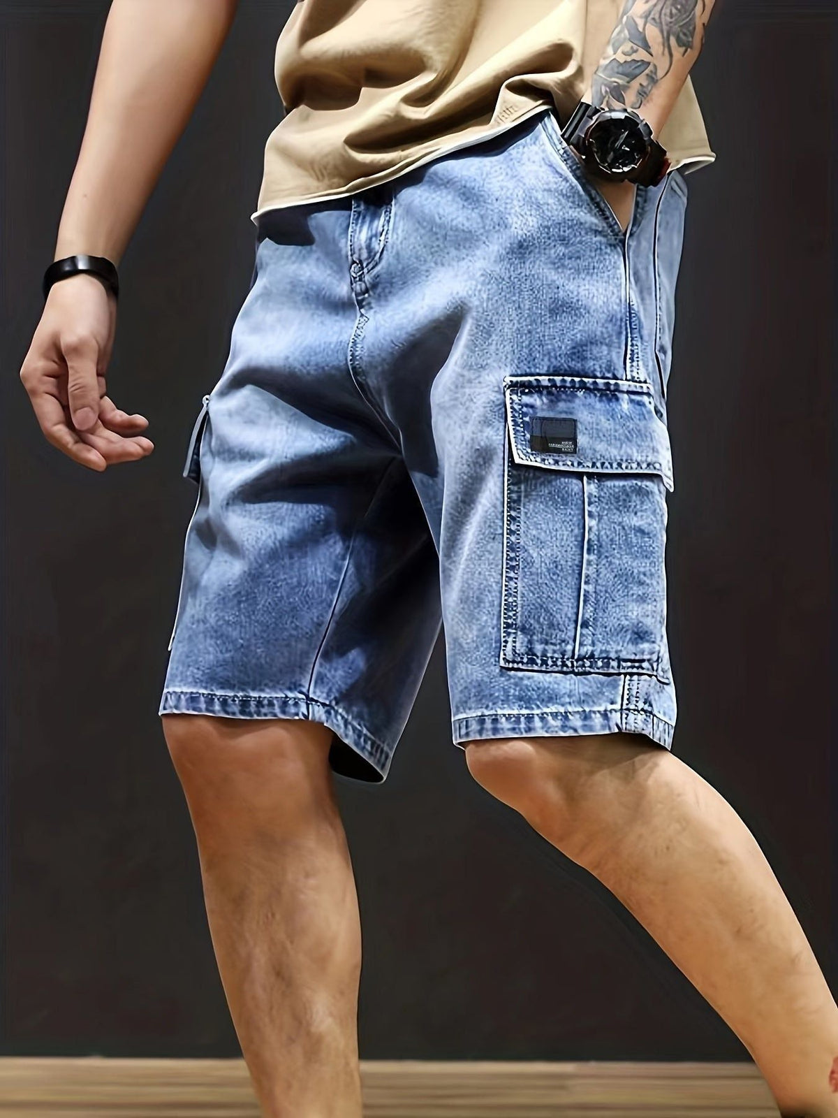 Pánské volné džínové cargo šortky – streetwear džíny s více kapsami na léto