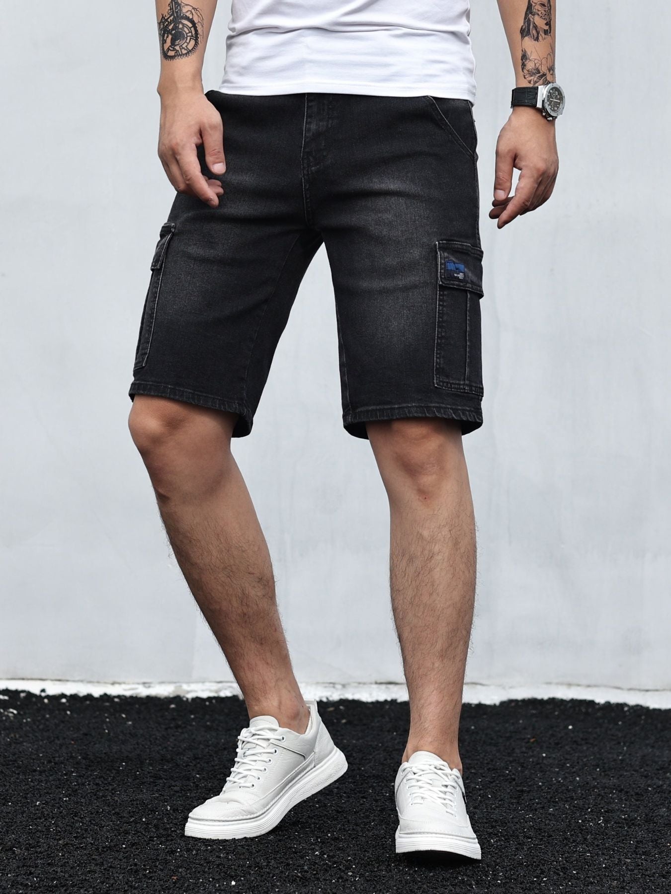 Pánské volné džínové cargo šortky – streetwear džíny s více kapsami na léto