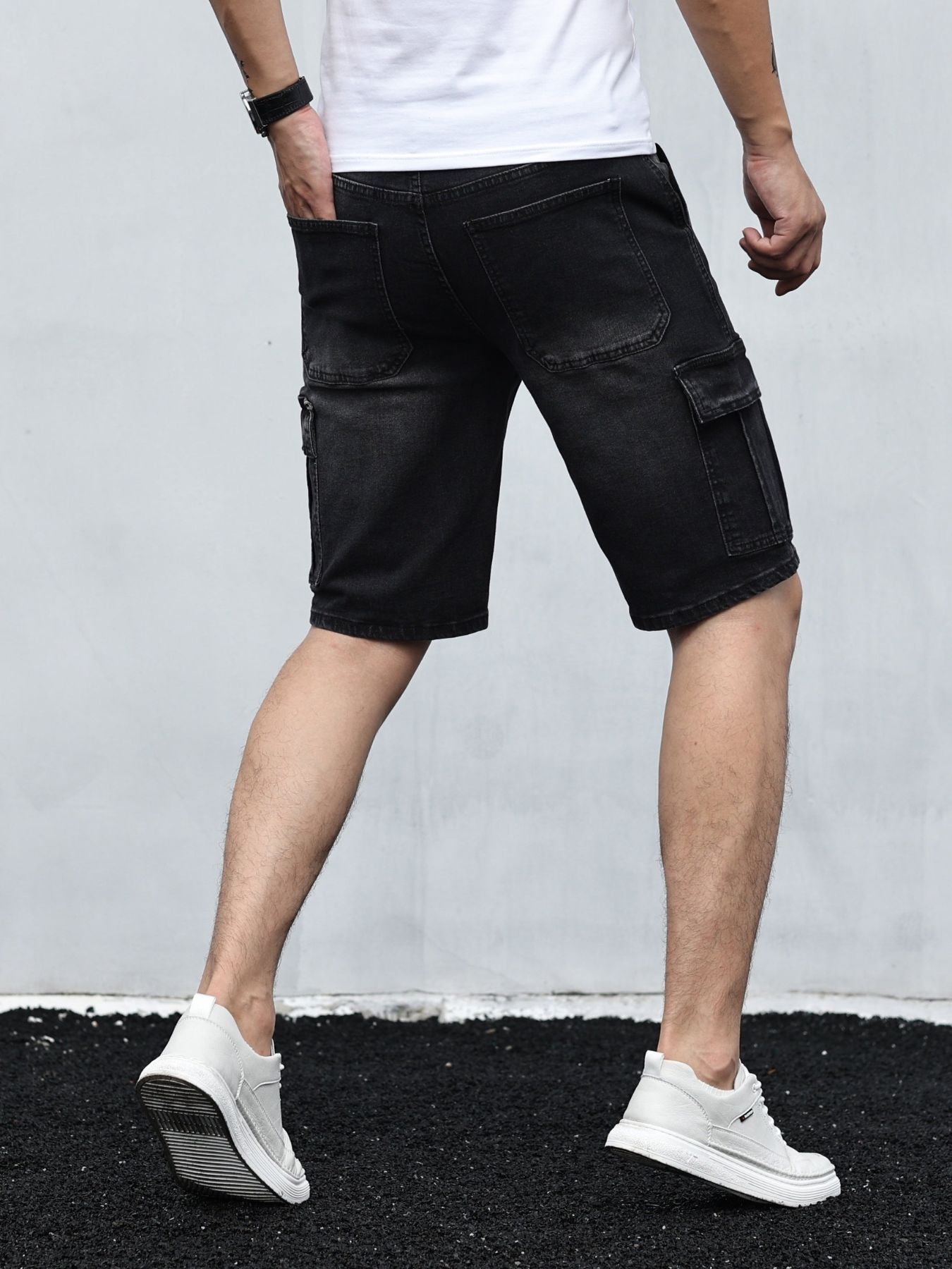 Pánské volné džínové cargo šortky – streetwear džíny s více kapsami na léto