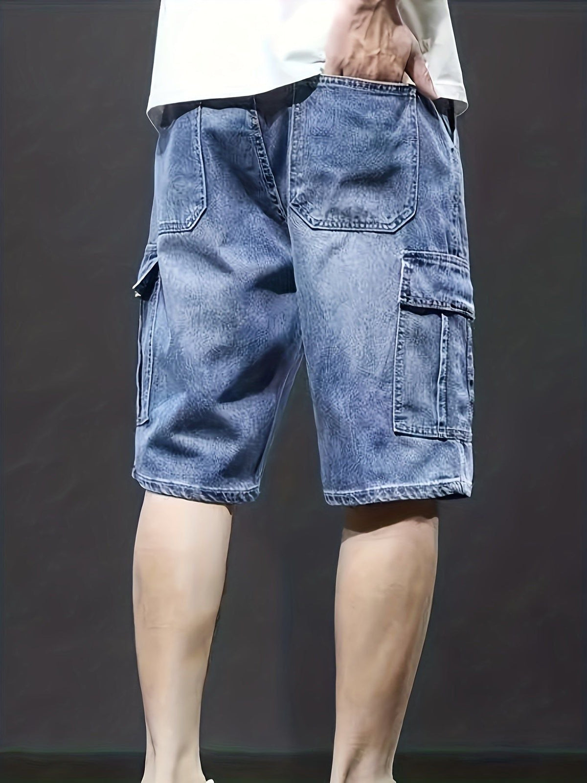Pánské volné džínové cargo šortky – streetwear džíny s více kapsami na léto