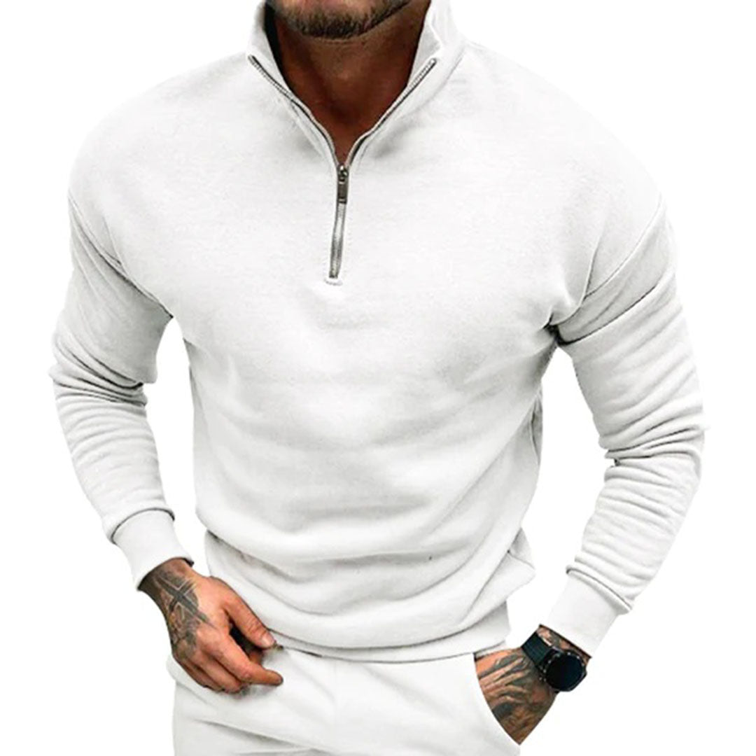 Men’s Half Zip Knit Jumper Clean Minimal Pullover Style
