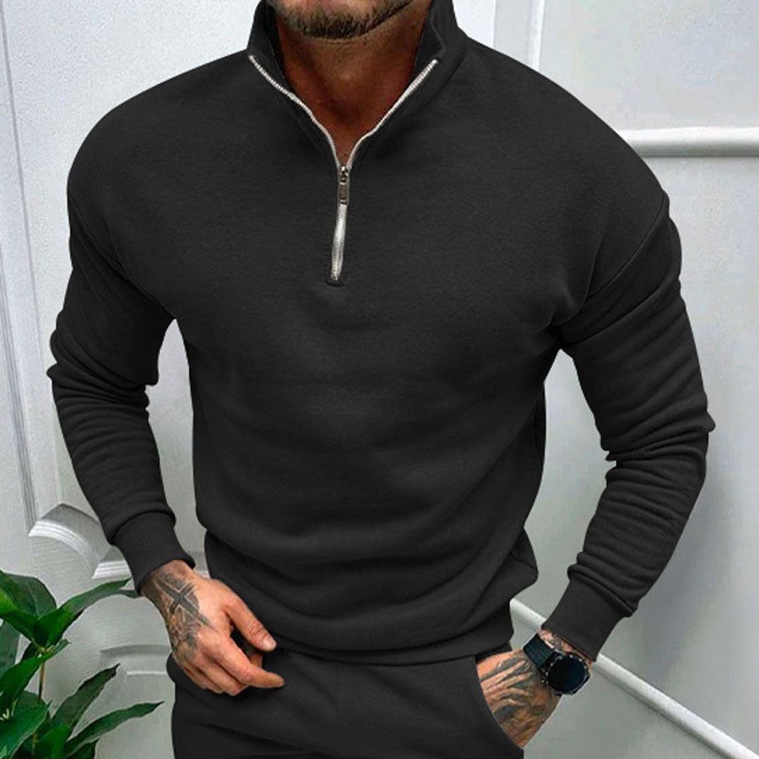 Men’s Half Zip Knit Jumper Clean Minimal Pullover Style