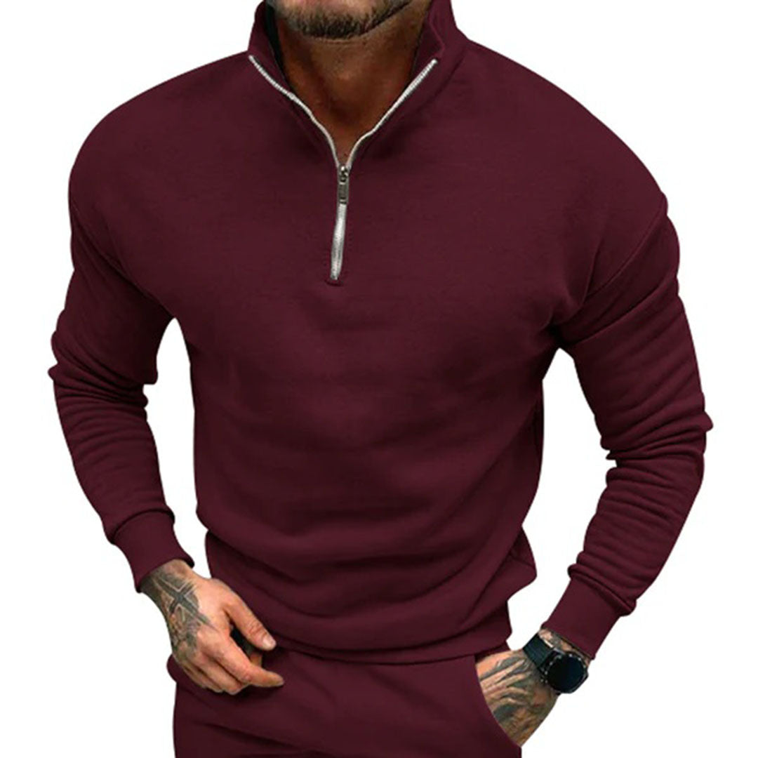 Men’s Half Zip Knit Jumper Clean Minimal Pullover Style