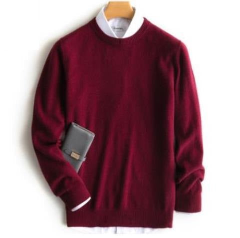 Męski pulower z kaszmiru – elegancki sweter z okrągłym dekoltem do pracy i na weekend