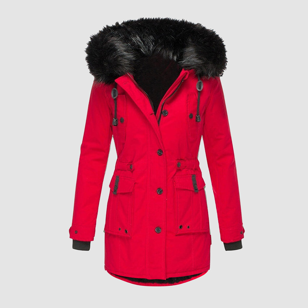 Women’s Waterproof Faux-Fur Hooded Winter Parka – Windproof Thermal Longline Layer for Everyday Cold-Weather Wear