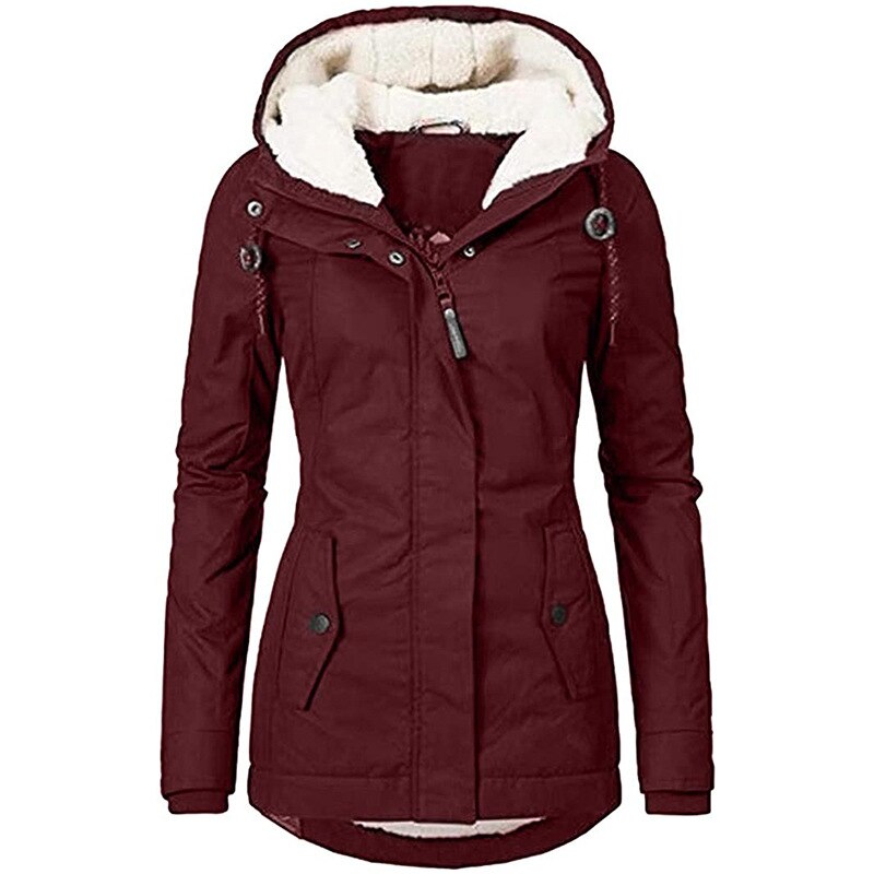 Women’s Sherpa-Lined Hooded Winter Parka – Windproof Water-Repellent Everyday Outerwear
