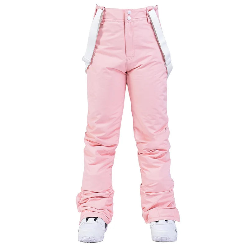 Pantaloni da snowboard impermeabili da donna - pantaloni da sci traspiranti e imbottiti con bretelle regolabili per gli sport invernali