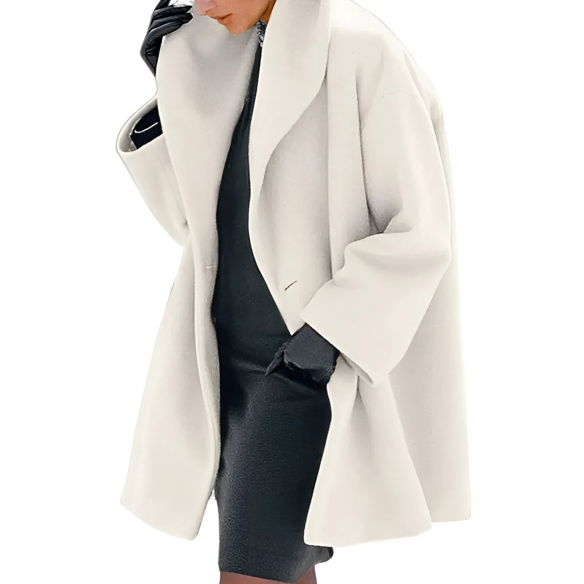 Relaxte blazer voor dames met één knoop en oversized gedrapeerde revers – Elegante korte getailleerde jas voor smart casual en kantoor