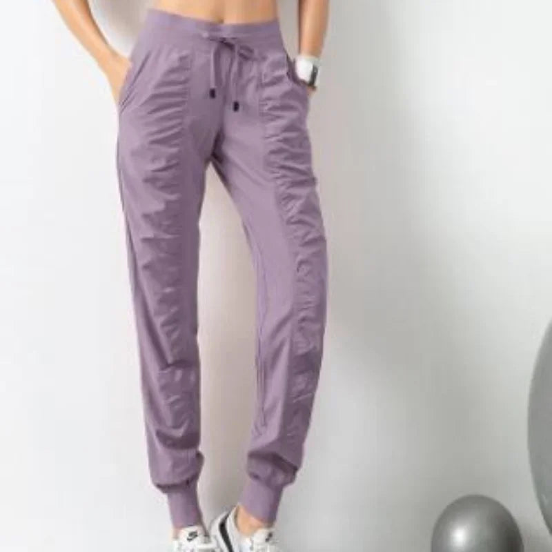 Women’s Lightweight Drawstring Jogger Trousers – Quick-Dry Athletic Pants for Training and Everyday Wear