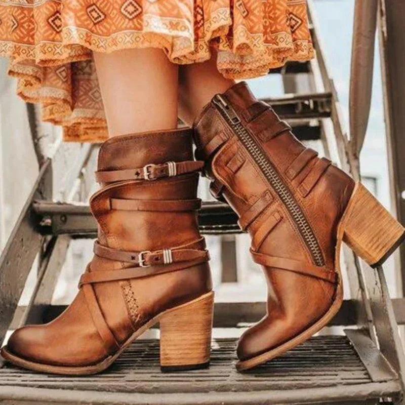 Women’s Retro Winter Boots – Warm Comfortable Suede Style Soft Lined Elegant Everyday Casual Footwear