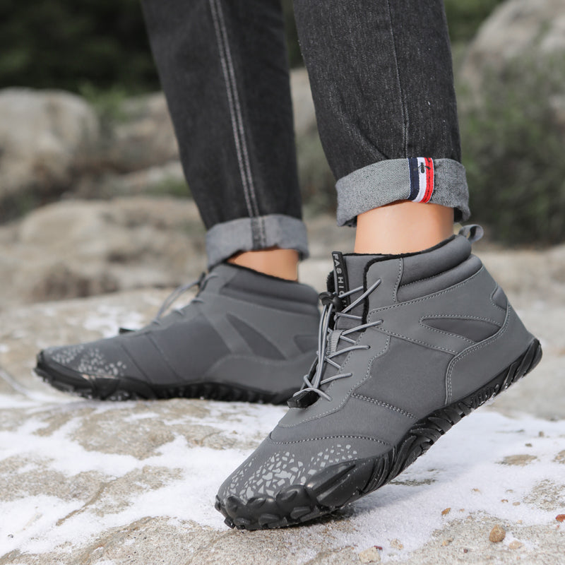 Men’s Flexible Winter Barefoot Ankle Boots – Lightweight Lace-Up Snow Shoes with Grippy Sole for Walking Hiking Travel Outdoor Adventures and Everyday Cold-Weather Wear