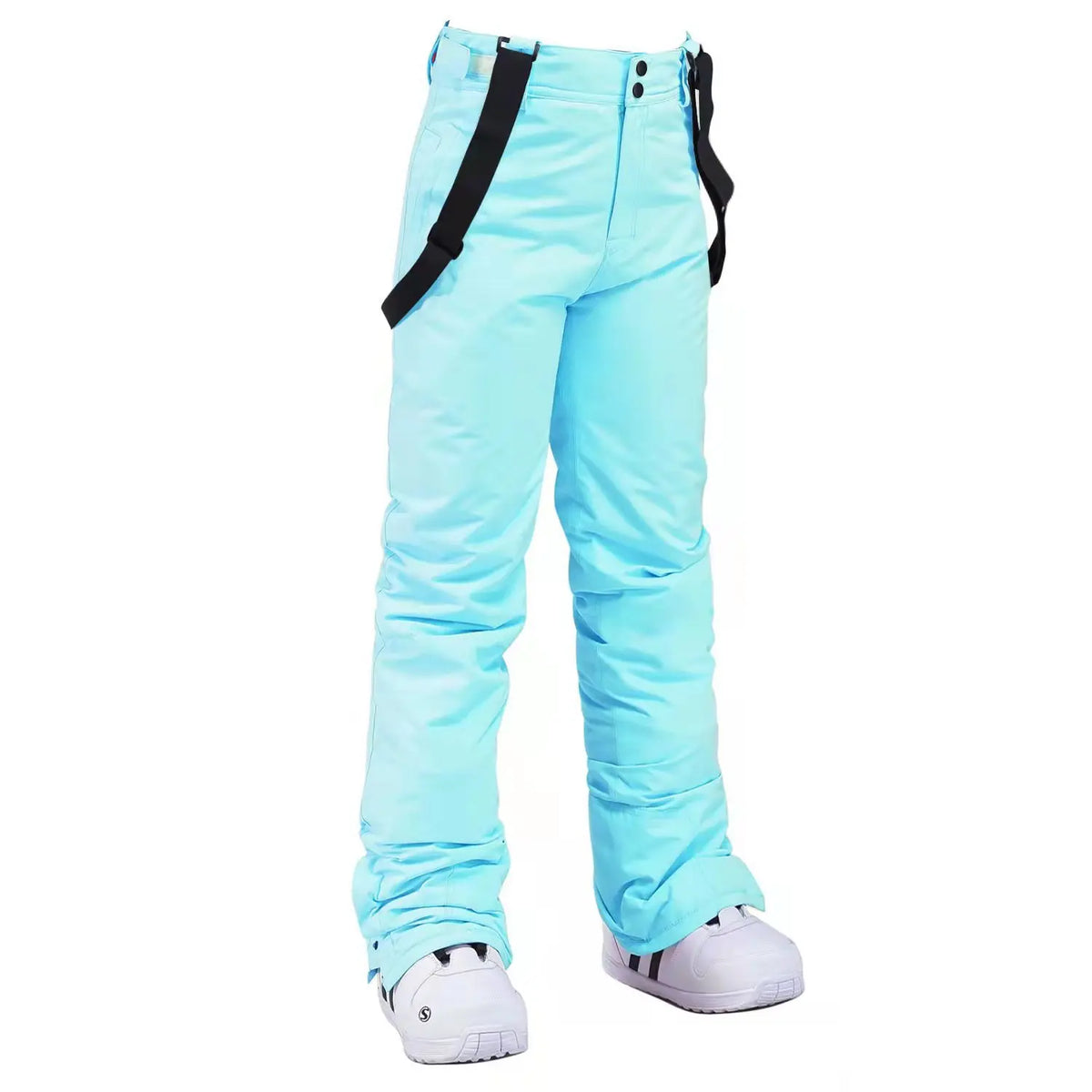 Pantaloni da snowboard impermeabili da donna - pantaloni da sci traspiranti e imbottiti con bretelle regolabili per gli sport invernali