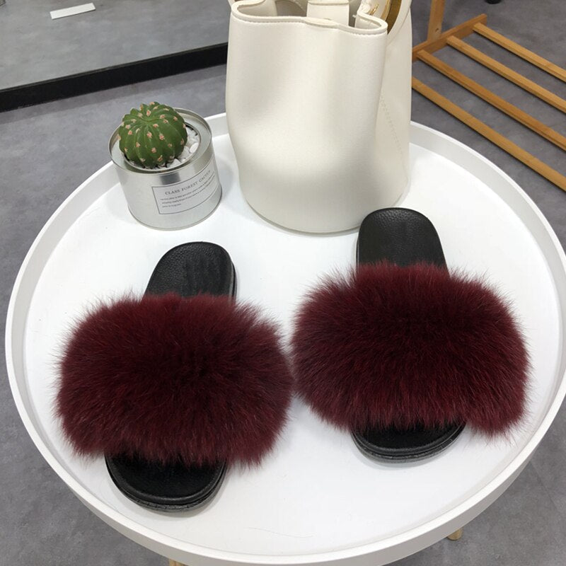 Zuecos mullidos de piel sintética para mujer - Sandalias de casa sin talón y puntera abierta con tira afelpada para estar cómoda en casa y llevar un estilo casual