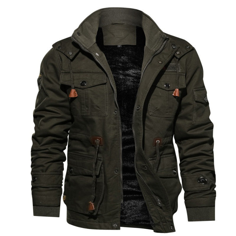Chaqueta utilitaria de invierno con forro polar para hombre – Capa resistente a la intemperie con múltiples bolsillos para el uso diario durante la temporada fría