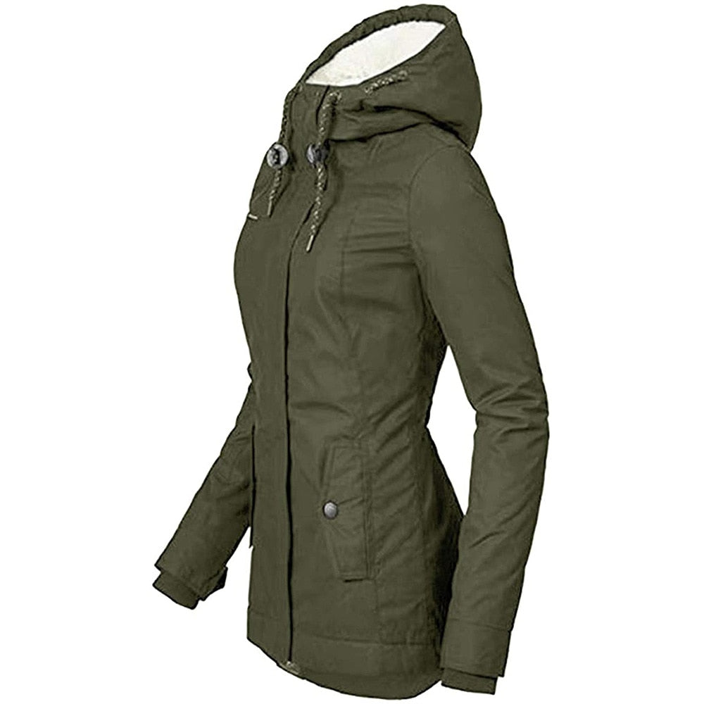 Women’s Sherpa-Lined Hooded Winter Parka – Windproof Water-Repellent Everyday Outerwear