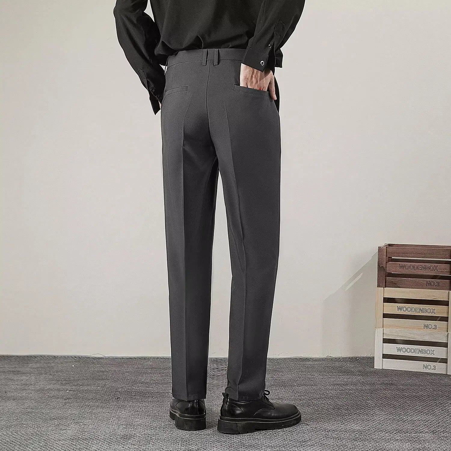 Męskie dopasowane eleganckie spodnie formalne na smart casual do biura