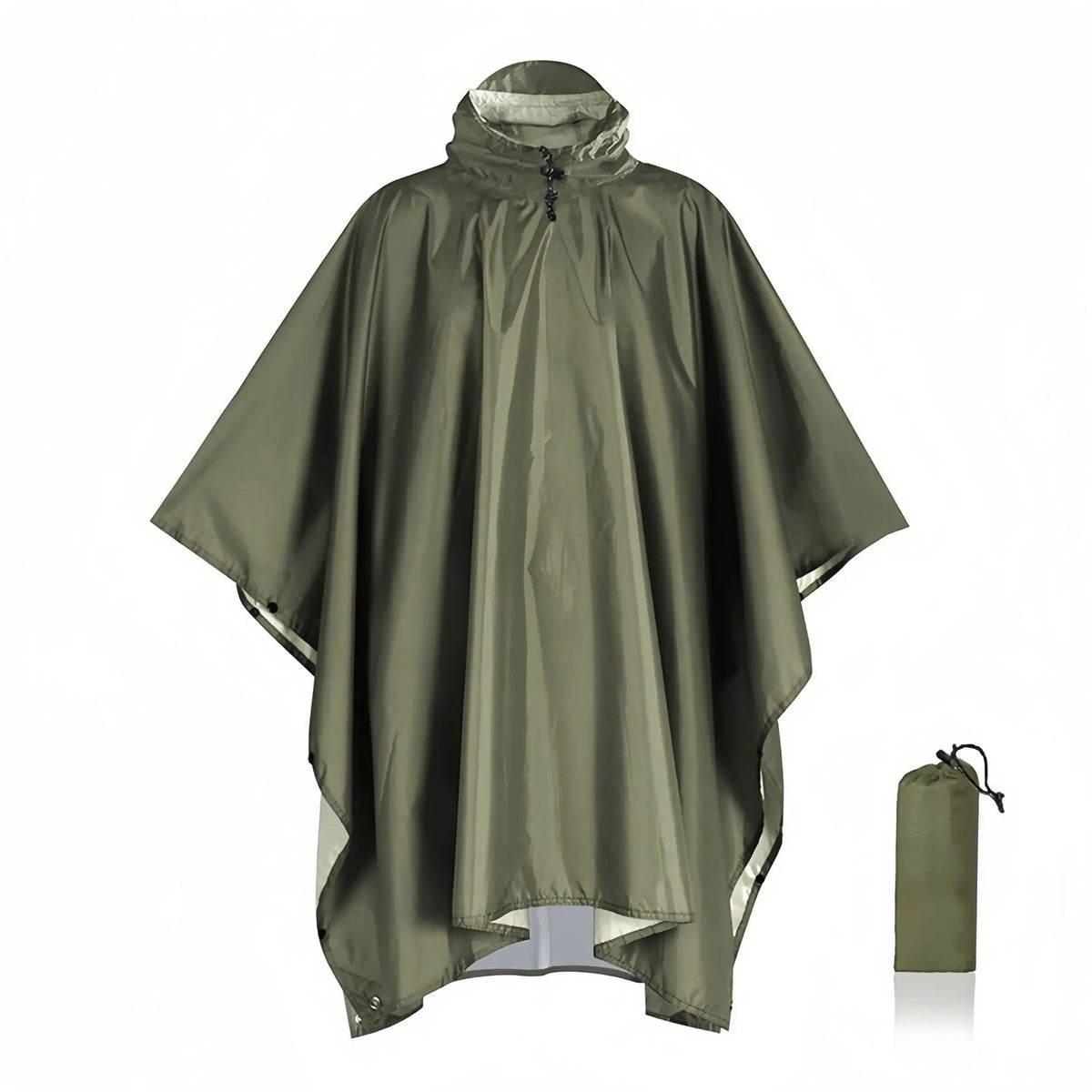 Vandtæt regnponcho med hætte til mænd - kompakt, vindtæt outdoor-vandreponcho
