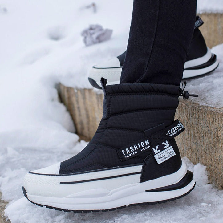 Wasserdichte Herren-Winterboots bis zum Knöchel – Gefütterter High-Top-Outdoorstil mit seitlichem Reißverschluss und griffiger Sohle für Schneereisen und den Alltag bei kaltem Wetter