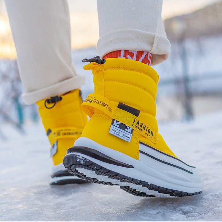 Wasserdichte Herren-Winterboots bis zum Knöchel – Gefütterter High-Top-Outdoorstil mit seitlichem Reißverschluss und griffiger Sohle für Schneereisen und den Alltag bei kaltem Wetter