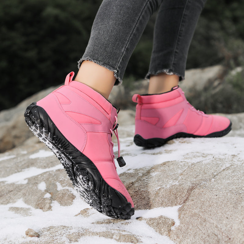 Men’s Flexible Winter Barefoot Ankle Boots – Lightweight Lace-Up Snow Shoes with Grippy Sole for Walking Hiking Travel Outdoor Adventures and Everyday Cold-Weather Wear
