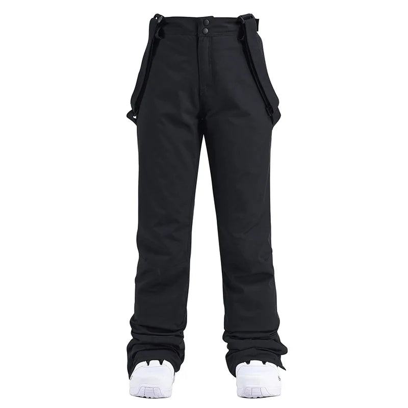Pantaloni da snowboard impermeabili da donna - pantaloni da sci traspiranti e imbottiti con bretelle regolabili per gli sport invernali