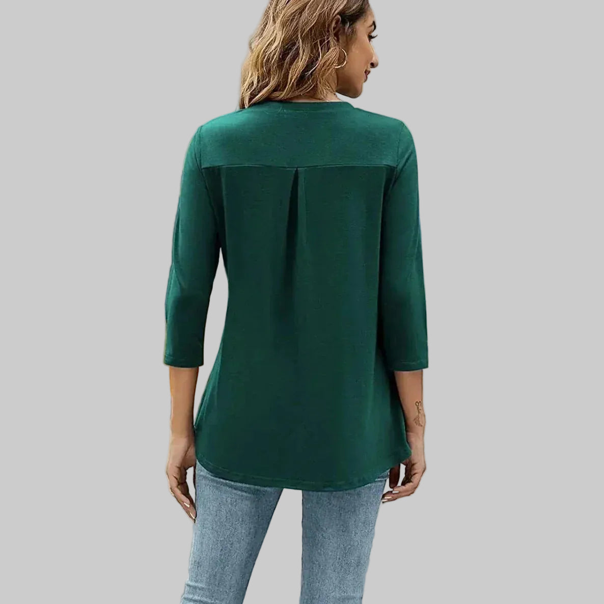 Women’s Relaxed V-Neck Tunic Top – Flattering Office Style for Everyday Wear