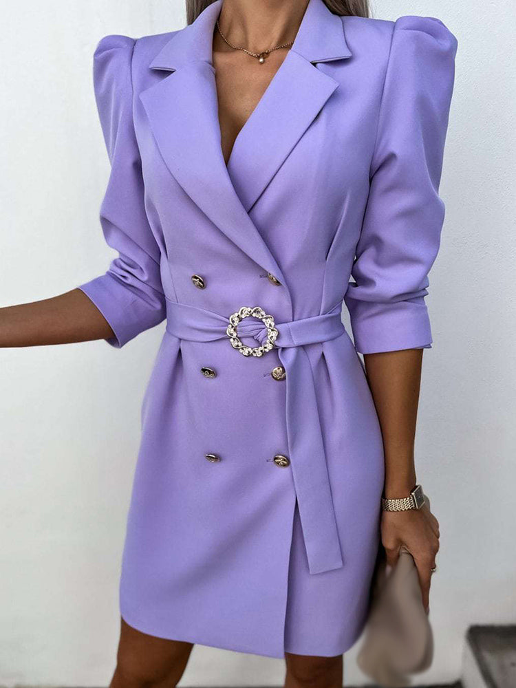 Dámské sakošaty s dvojitým zapínáním, páskem v pase, na míru, mini, elegantní styl