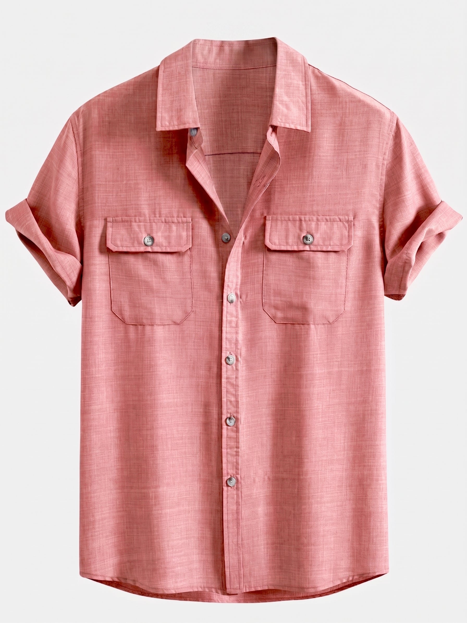 Tekstureret herreskjorte med lomme og matchende hørblandede bukser med lige ben til sommerens smart-casual-look