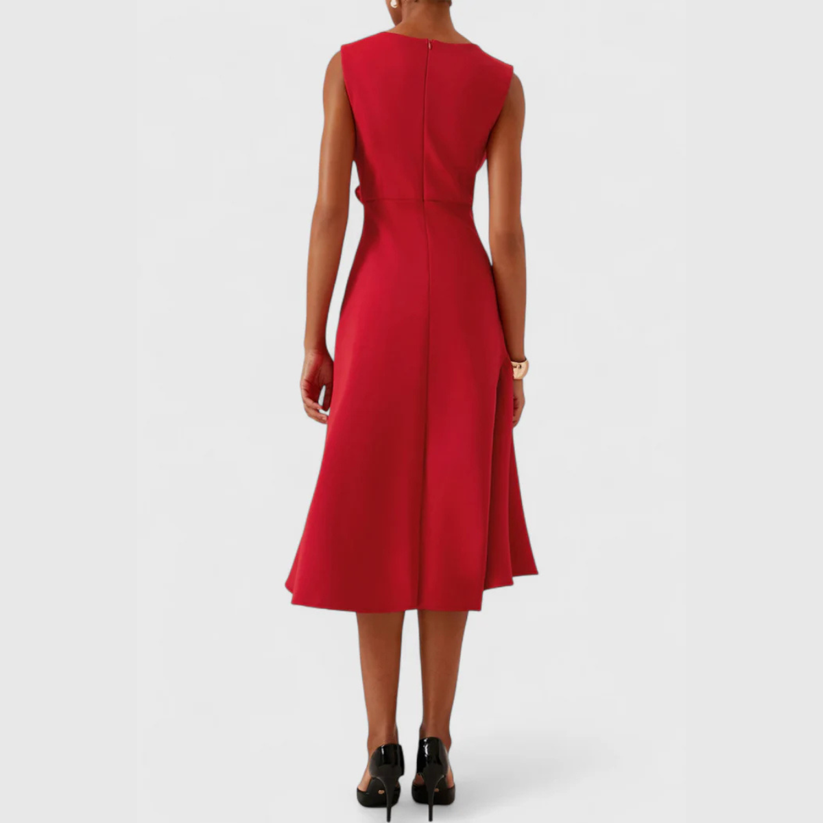 Women’s Sleeveless Midi Dress Asymmetric Draped Evening Style