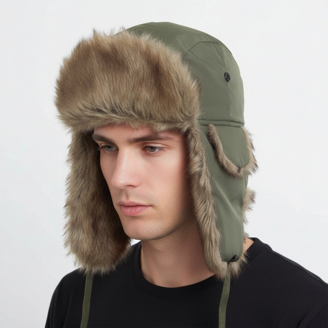Herren-Trappermütze aus Kunstfell – Winddichte Wintermütze mit Ohrenklappen und verstellbarer Passform