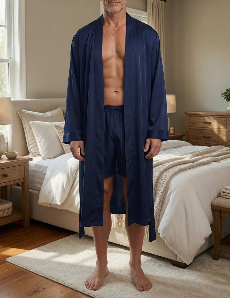 Men’s Satin Robe Set With Matching Shorts