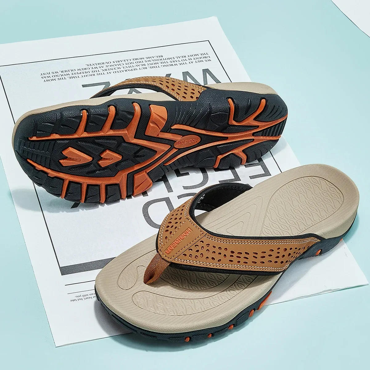 Men’s Outdoor Flip-Flops Cushioned Textured Summer Sandals