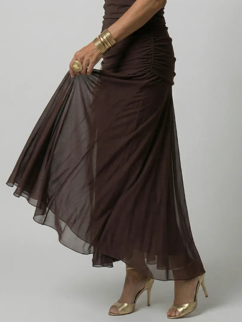Women’s Printed Off-Shoulder Dress with Ruched Waist