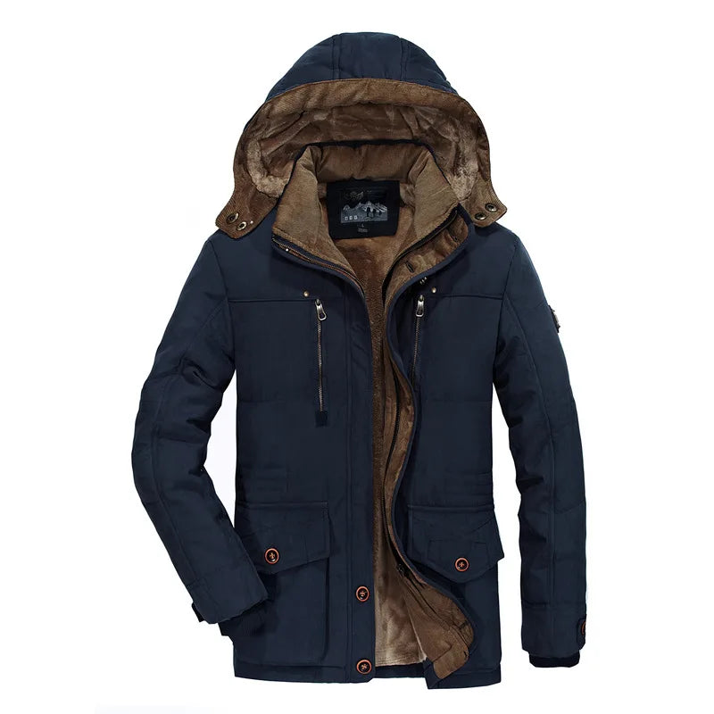Men’s Fleece-Lined Hooded Winter Jacket – Warm Utility Outerwear for Everyday and Outdoor Cold-Weather Wear