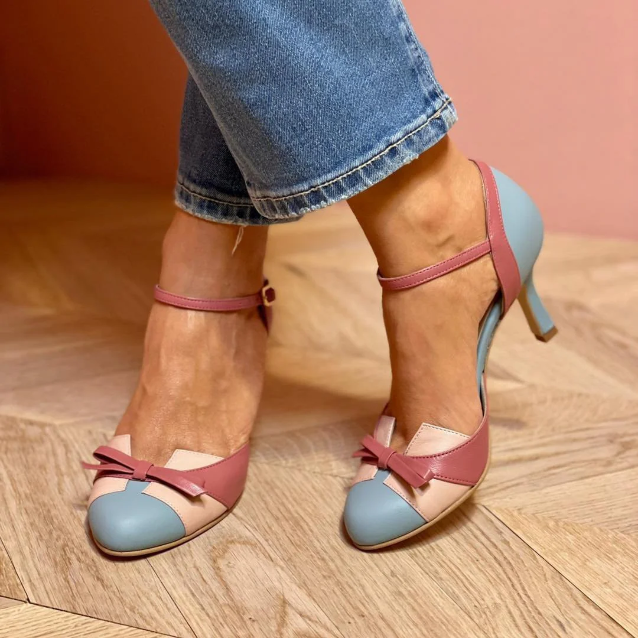 Women’s Bow Detail Pumps – Cross-Strap Slim Heels for Smart Occasion Wear