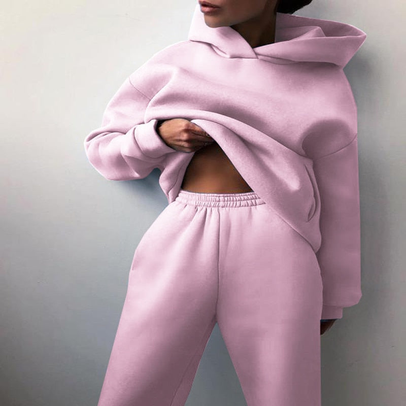 Completo felpa con cappuccio e pantaloni da donna – Morbido, comodo, traspirante, casual, lounge, quotidiano