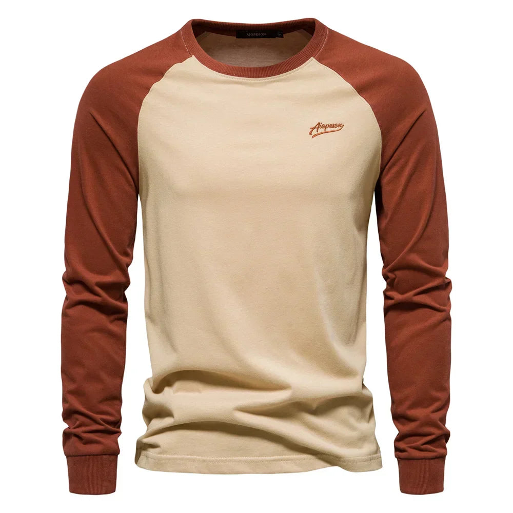 Men’s Raglan Long Sleeve Casual Crew Neck Shirt