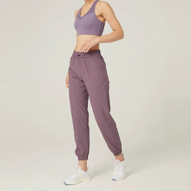 Women’s Lightweight Drawstring Jogger Trousers – Quick-Dry Athletic Pants for Training and Everyday Wear