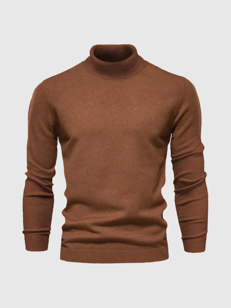 Tyndstrikket rullekravetrøje til mænd - blød, slim fit-langærmet strik til elegant vinterlag-på-lag