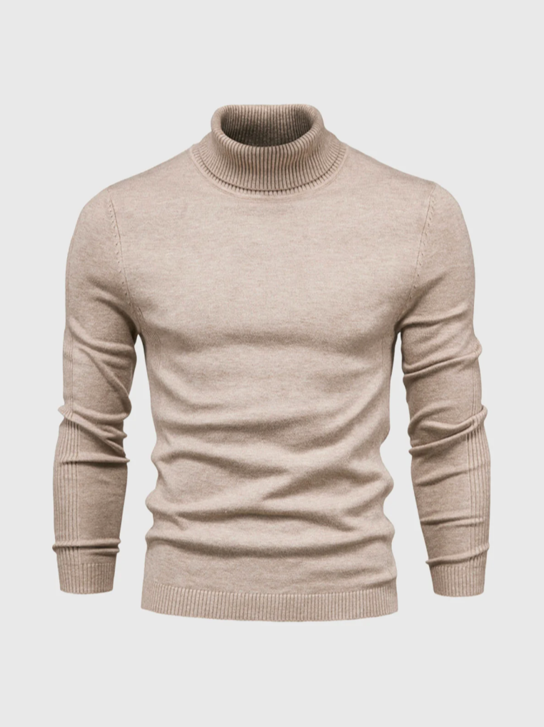 Tyndstrikket rullekravetrøje til mænd - blød, slim fit-langærmet strik til elegant vinterlag-på-lag