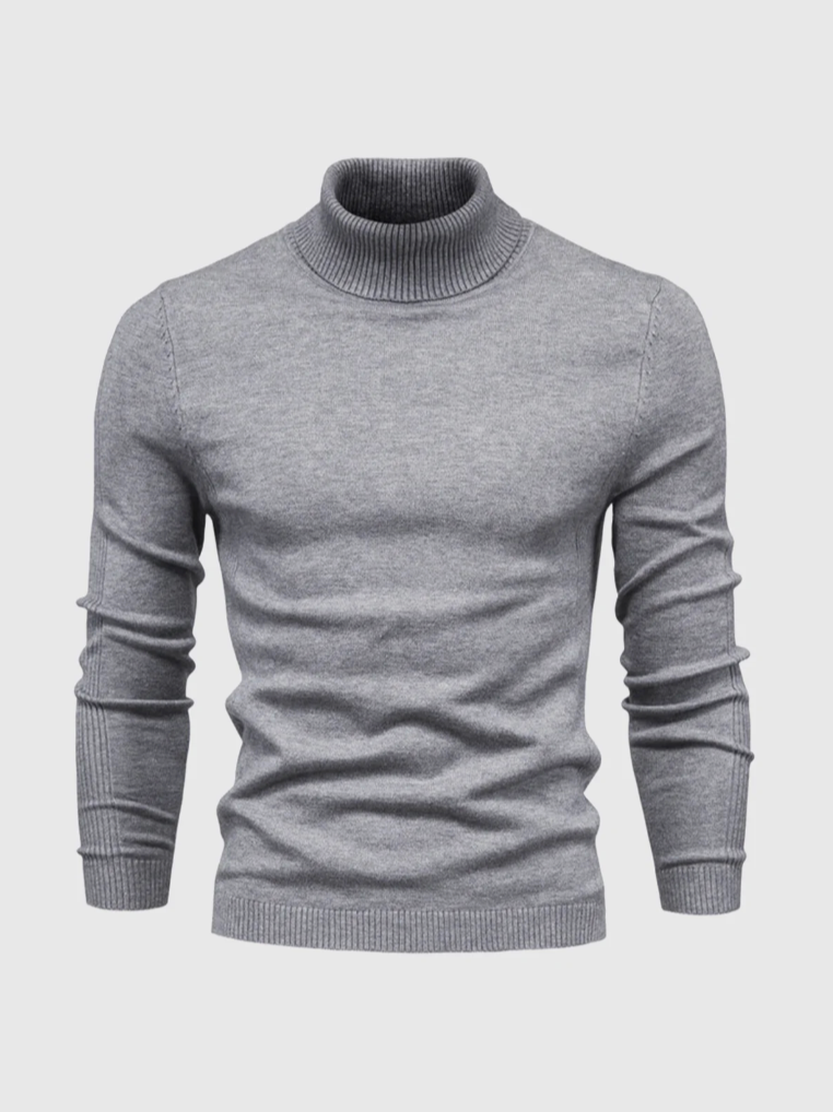 Tyndstrikket rullekravetrøje til mænd - blød, slim fit-langærmet strik til elegant vinterlag-på-lag