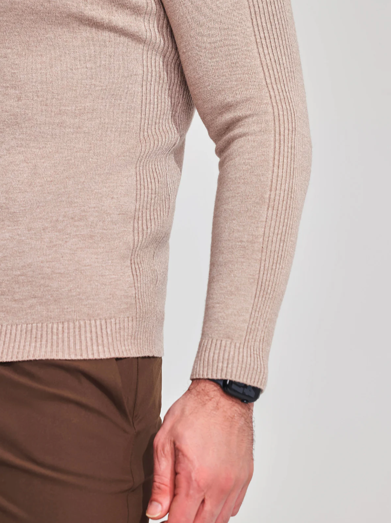 Tyndstrikket rullekravetrøje til mænd - blød, slim fit-langærmet strik til elegant vinterlag-på-lag