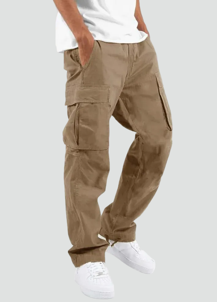 Pantalones cargo utilitarios de corte relajado para hombre, pantalones casuales