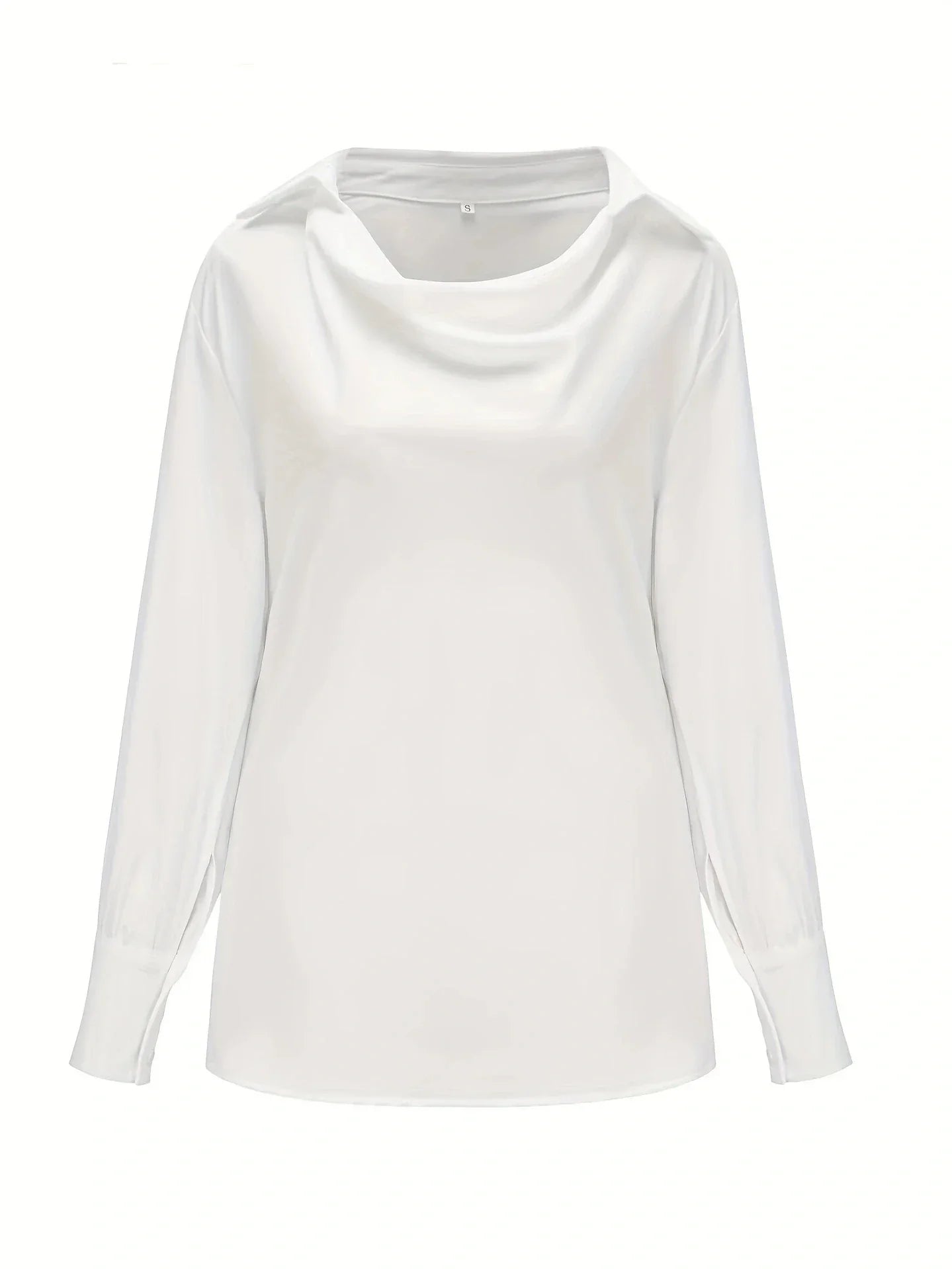 Women’s Cowl-Neck Collared Blouse – Draped Long-Sleeve Style for Office and Elegant Wear