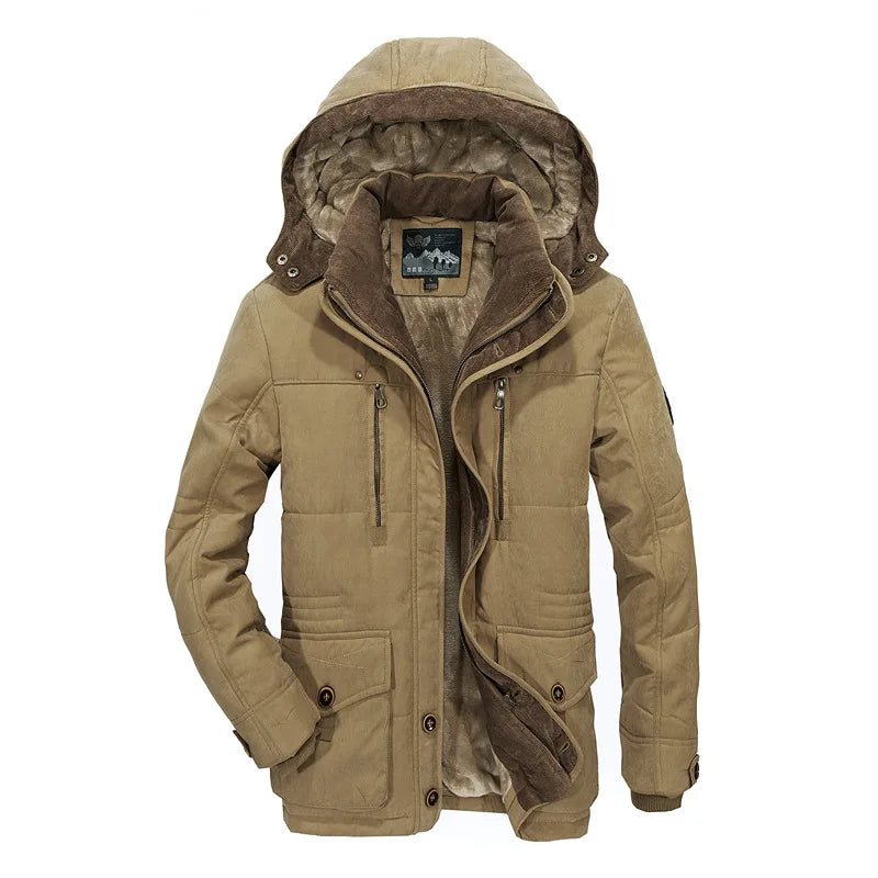 Men’s Fleece-Lined Hooded Winter Jacket – Warm Utility Outerwear for Everyday and Outdoor Cold-Weather Wear