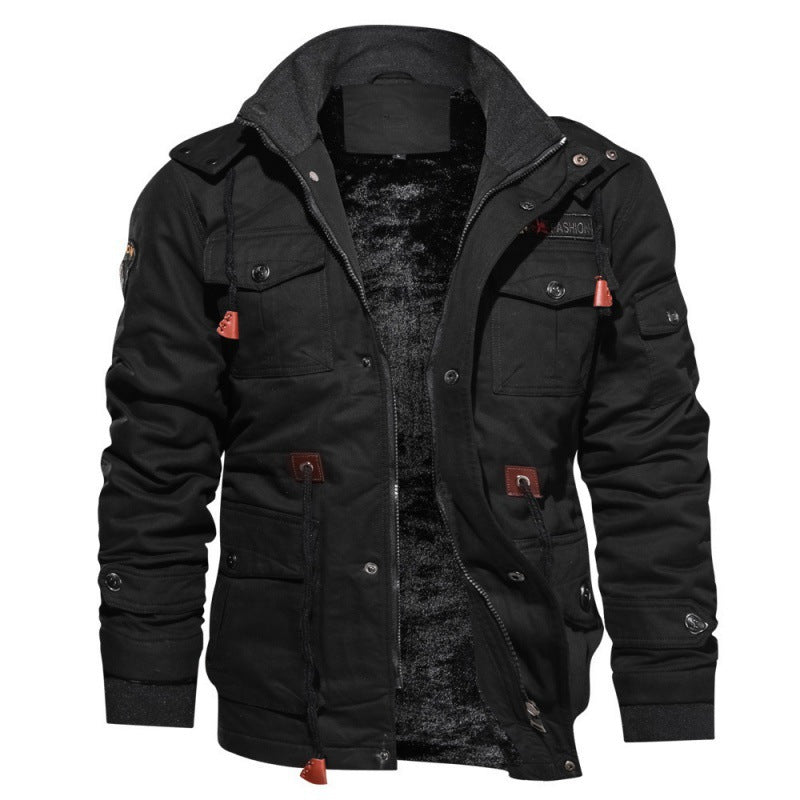 Chaqueta utilitaria de invierno con forro polar para hombre – Capa resistente a la intemperie con múltiples bolsillos para el uso diario durante la temporada fría