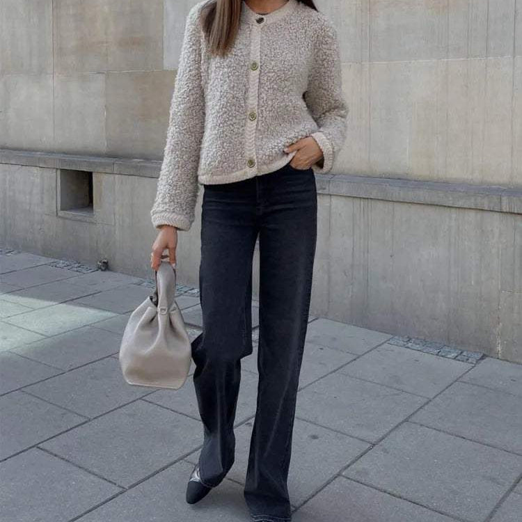 Cardigan Teddy Donna Morbido Accogliente Caldo Elegante Versatile Giacca da Stratificazione Quotidiana