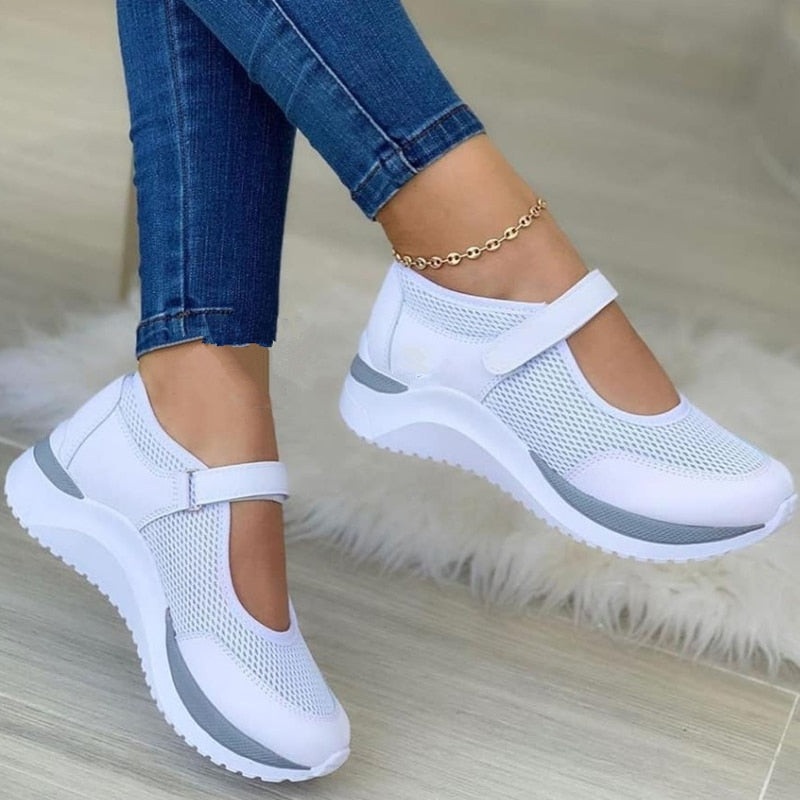 Zapatillas Mary Jane de malla para mujer con tiras ajustables – Calzado deportivo informal para el día a día